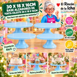 RI-0010877 30 X 18 X 16cm Base Alzadores De Torta Celeste 30 X 18 X 16cm Feliz