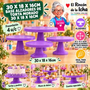 RI-0010878 30 X 18 X 16cm Base Alzadores De Torta Morado 30 X 18 X 16cm Feliz