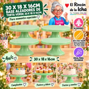RI-0010881 30 X 18 X 16cm Base Alzadores De Torta Verde 30 X 18 X 16cm Feliz