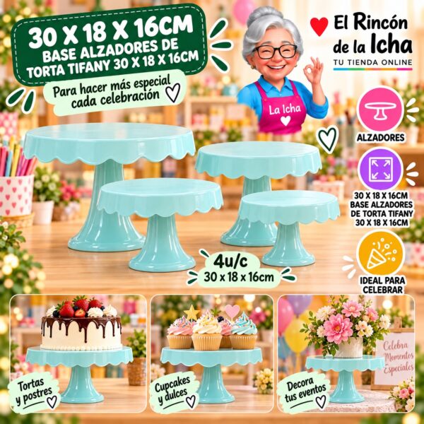 RI-0010882 30 X 18 X 16cm Base Alzadores De Torta Tifany 30 X 18 X 16cm Feliz