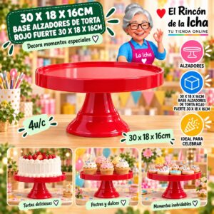 RI-0010883 30 X 18 X 16cm Base Alzadores De Torta Rojo Fuerte 30 X 18 X 16cm Feliz
