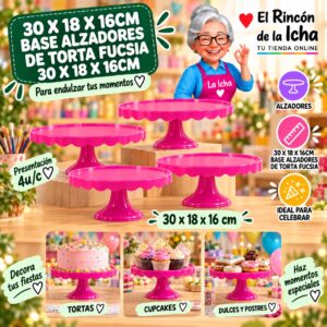 RI-0010885 30 X 18 X 16cm Base Alzadores De Torta Fucsia 30 X 18 X 16cm Feliz