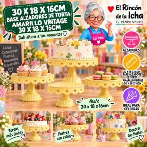 RI-0010887 30 X 18 X 16cm Base Alzadores De Torta Amarillo Vintage 30 X 18 X 16cm Feliz