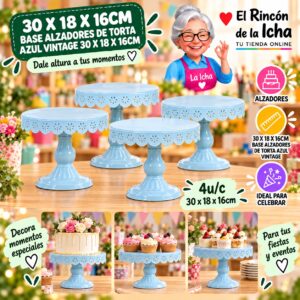 RI-0010889 30 X 18 X 16cm Base Alzadores De Torta Azul Vintage 30 X 18 X 16cm Feliz