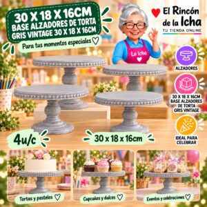 RI-0010890 30 X 18 X 16cm Base Alzadores De Torta Gris Vintage 30 X 18 X 16cm Feliz