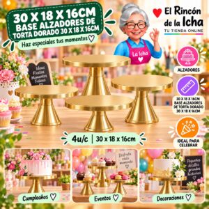 RI-0010892 30 X 18 X 16cm Base Alzadores De Torta Dorado 30 X 18 X 16cm Feliz