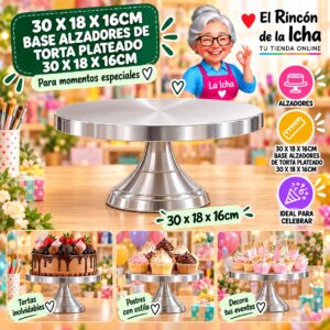 RI-0010893 30 X 18 X 16cm Base Alzadores De Torta Plateado 30 X 18 X 16cm Feliz