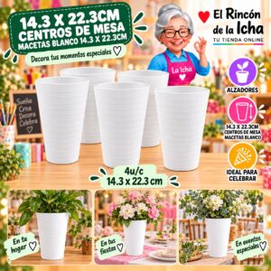 RI-0010894 14.3 X 22.3cm Centros De Mesa Macetas Blanco 14.3 X 22.3cm Feliz
