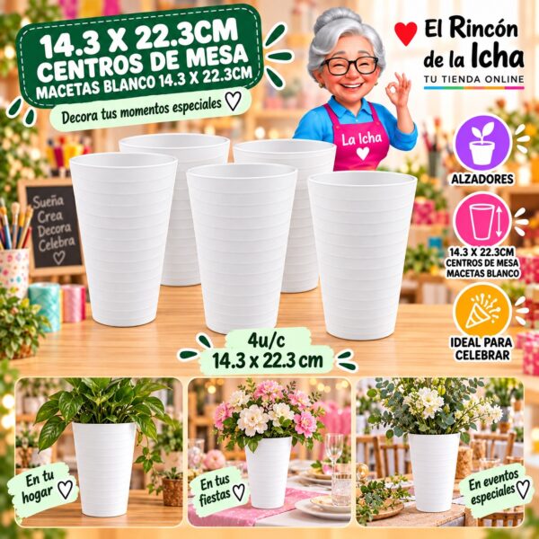 14.3 X 22.3cm Centros De Mesa Macetas Blanco 14.3 X 22.3cm Feliz