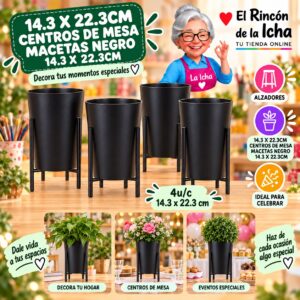 RI-0010903 14.3 X 22.3cm Centros De Mesa Macetas Negro 14.3 X 22.3cm Feliz