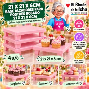RI-0010914 21 X 21 X 6cm Base Alzadores Para Postres Rosado 21 X 21 X 6cm Feliz