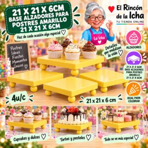 RI-0010918 21 X 21 X 6cm Base Alzadores Para Postres Amarillo 21 X 21 X 6cm Feliz