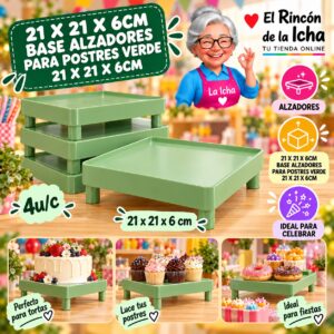 RI-0010919 21 X 21 X 6cm Base Alzadores Para Postres Verde 21 X 21 X 6cm Feliz