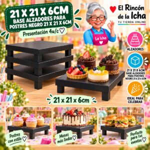 RI-0010922 21 X 21 X 6cm Base Alzadores Para Postres Negro 21 X 21 X 6cm Feliz