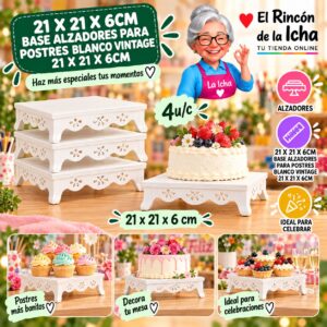 21 X 21 X 6cm Base Alzadores Para Postres Blanco Vintage 21 X 21 X 6cm Feliz