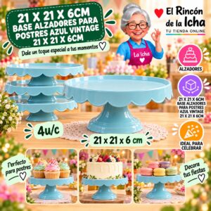 21 X 21 X 6cm Base Alzadores Para Postres Azul Vintage 21 X 21 X 6cm Feliz