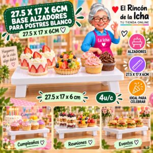 27.5 X 17 X 6cm Base Alzadores Para Postres Blanco 27.5 X 17 X 6cm Feliz