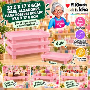 27.5 X 17 X 6cm Base Alzadores Para Postres Rosado 27.5 X 17 X 6cm Feliz