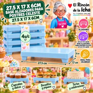 27.5 X 17 X 6cm Base Alzadores Para Postres Celeste 27.5 X 17 X 6cm Feliz