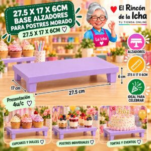 27.5 X 17 X 6cm Base Alzadores Para Postres Morado 27.5 X 17 X 6cm Feliz