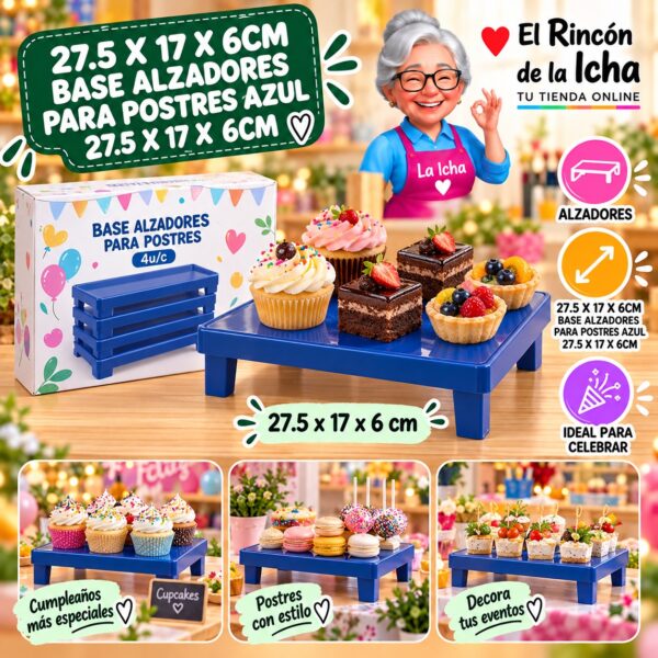 RI-0010936 27.5 X 17 X 6cm Base Alzadores Para Postres Azul 27.5 X 17 X 6cm Feliz