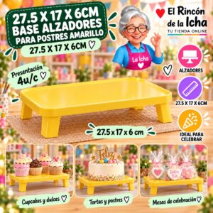 27.5 X 17 X 6cm Base Alzadores Para Postres Amarillo 27.5 X 17 X 6cm Feliz