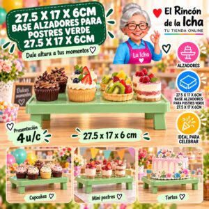 27.5 X 17 X 6cm Base Alzadores Para Postres Verde 27.5 X 17 X 6cm Feliz