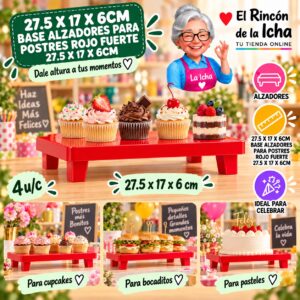 27.5 X 17 X 6cm Base Alzadores Para Postres Rojo Fuerte 27.5 X 17 X 6cm Feliz