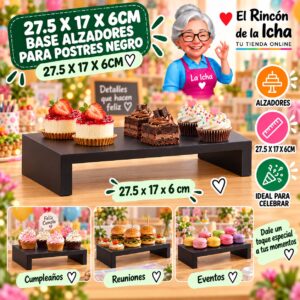 27.5 X 17 X 6cm Base Alzadores Para Postres Negro 27.5 X 17 X 6cm Feliz