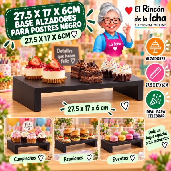 RI-0010941 27.5 X 17 X 6cm Base Alzadores Para Postres Negro 27.5 X 17 X 6cm Feliz