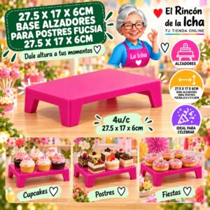 27.5 X 17 X 6cm Base Alzadores Para Postres Fucsia 27.5 X 17 X 6cm Feliz