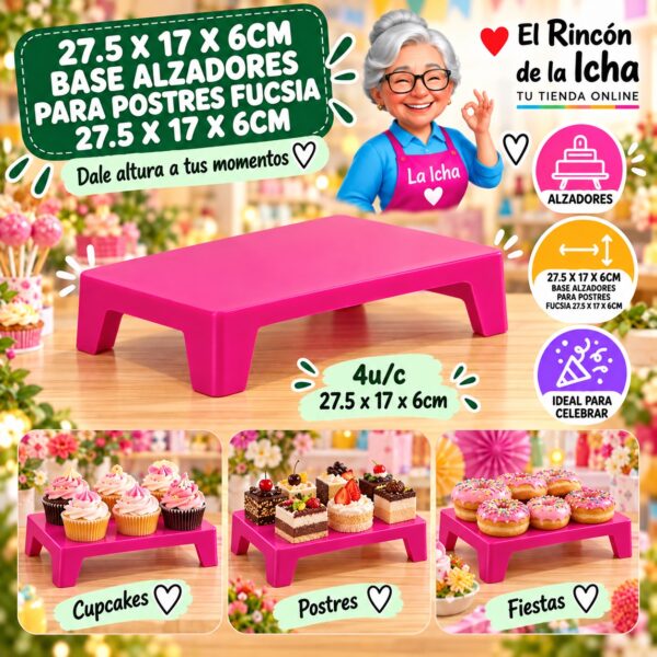 27.5 X 17 X 6cm Base Alzadores Para Postres Fucsia 27.5 X 17 X 6cm Feliz
