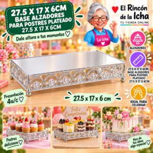27.5 X 17 X 6cm Base Alzadores Para Postres Plateado 27.5 X 17 X 6cm Feliz