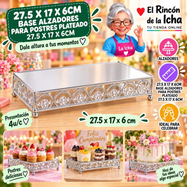 RI-0010950 27.5 X 17 X 6cm Base Alzadores Para Postres Plateado 27.5 X 17 X 6cm Feliz