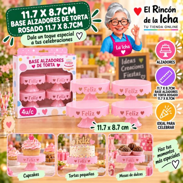 RI-0010952 11.7 X 8.7cm Base Alzadores De Torta Rosado 11.7 X 8.7cm Feliz