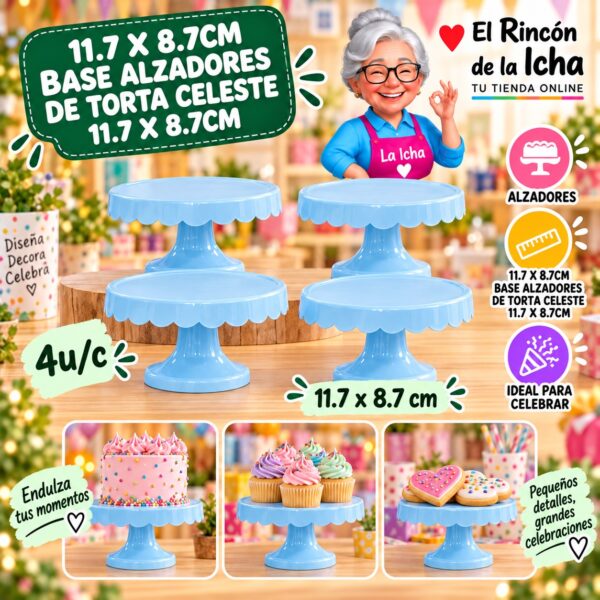 11.7 X 8.7cm Base Alzadores De Torta Celeste 11.7 X 8.7cm Feliz