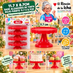 11.7 X 8.7cm Base Alzadores De Torta Rojo Fuerte 11.7 X 8.7cm Feliz