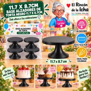11.7 X 8.7cm Base Alzadores De Torta Negro 11.7 X 8.7cm Feliz