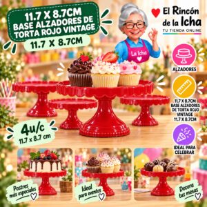 11.7 X 8.7cm Base Alzadores De Torta Rojo Vintage 11.7 X 8.7cm Feliz