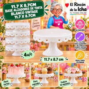 11.7 X 8.7cm Base Alzadores De Torta Blanco Vintage 11.7 X 8.7cm Feliz