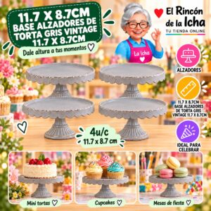 11.7 X 8.7cm Base Alzadores De Torta Gris Vintage 11.7 X 8.7cm Feliz