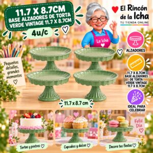 11.7 X 8.7cm Base Alzadores De Torta Verde Vintage 11.7 X 8.7cm Feliz