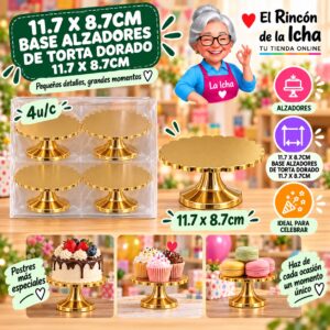 11.7 X 8.7cm Base Alzadores De Torta Dorado 11.7 X 8.7cm Feliz