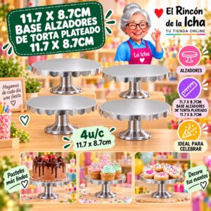 11.7 X 8.7cm Base Alzadores De Torta Plateado 11.7 X 8.7cm Feliz
