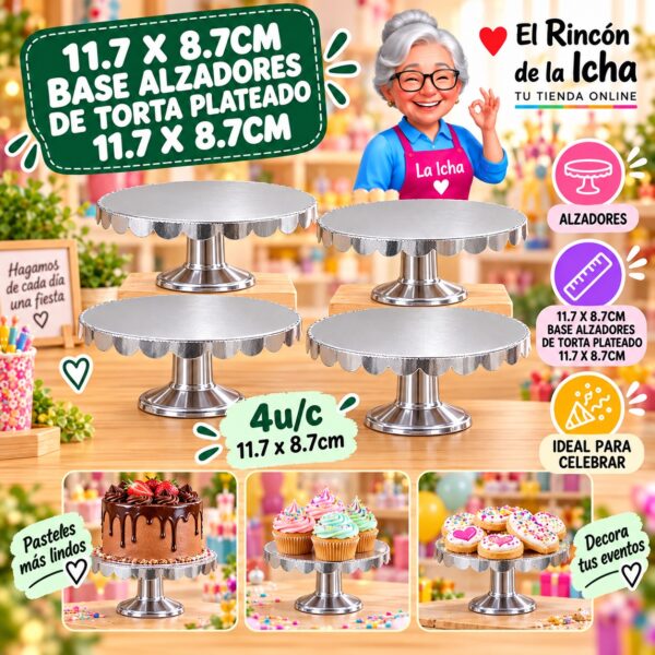 RI-0010969 11.7 X 8.7cm Base Alzadores De Torta Plateado 11.7 X 8.7cm Feliz