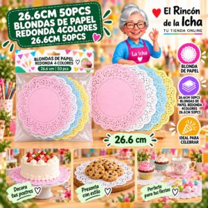 26.6cm 50pcs Blondas De Papel Redonda 4colores 26.6cm 50pcs Feliz