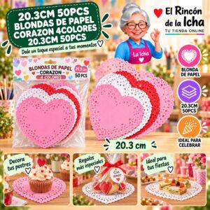 20.3cm 50pcs Blondas De Papel Corazon 4colores 20.3cm 50pcs Feliz
