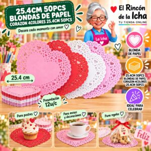 25.4cm 50pcs Blondas De Papel Corazon 4colores 25.4cm 50pcs Feliz
