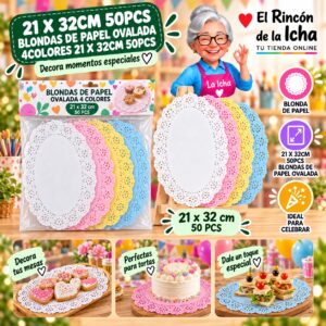 21 X 32cm 50pcs Blondas De Papel Ovalada 4colores 21 X 32cm 50pcs Feliz