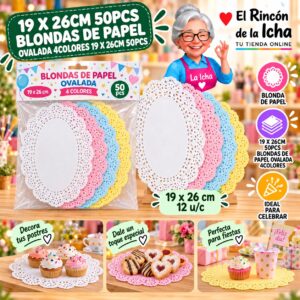 19 X 26cm 50pcs Blondas De Papel Ovalada 4colores 19 X 26cm 50pcs Feliz